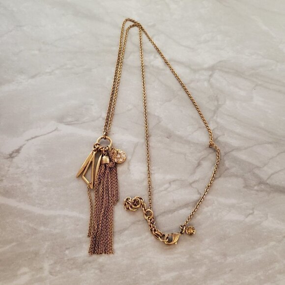J. Crew Jewelry - 💖 J.crew Tassel Rhinestone Crystals Pave Charm Pendant Necklace 💖